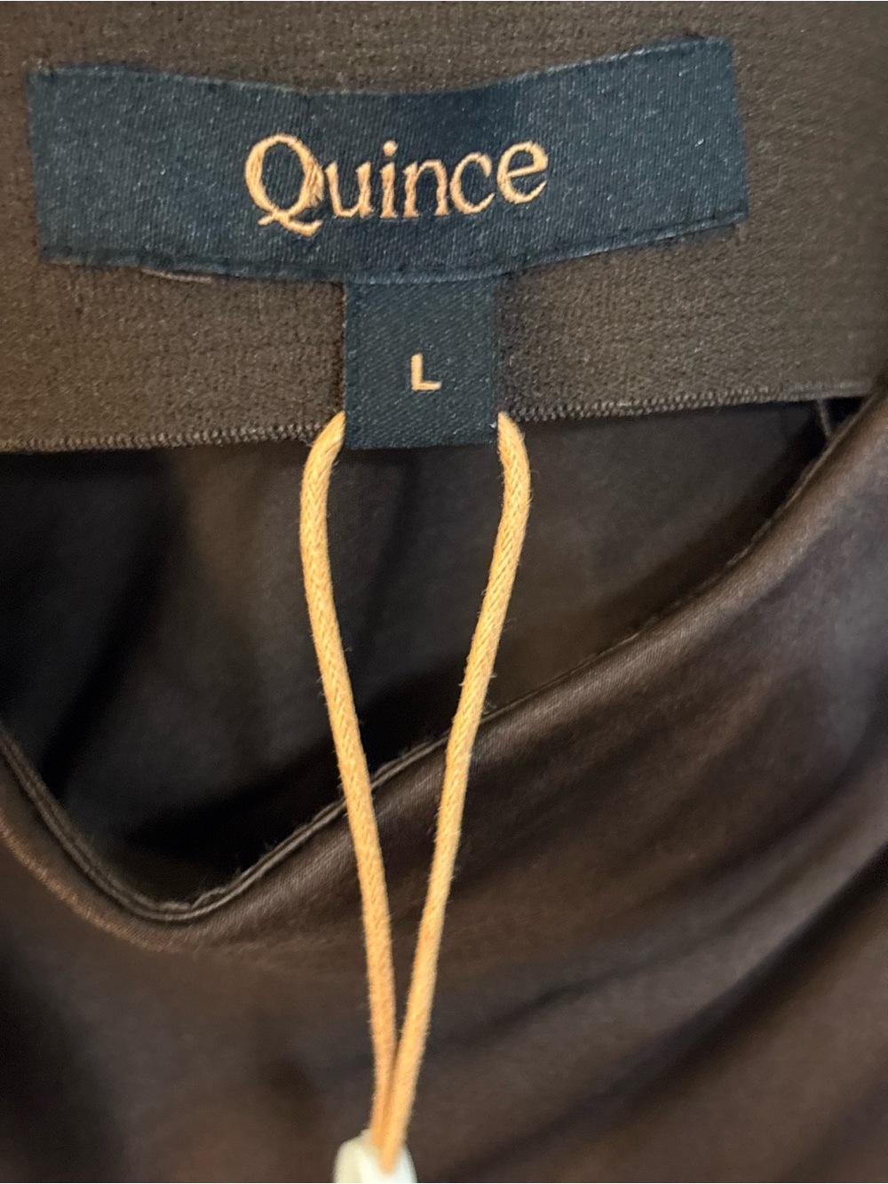 Quince 100% Mulberry Silk Bias Cut Slip Skirt Chocolate Brown L Satin A-Line - Picture 4 of 11